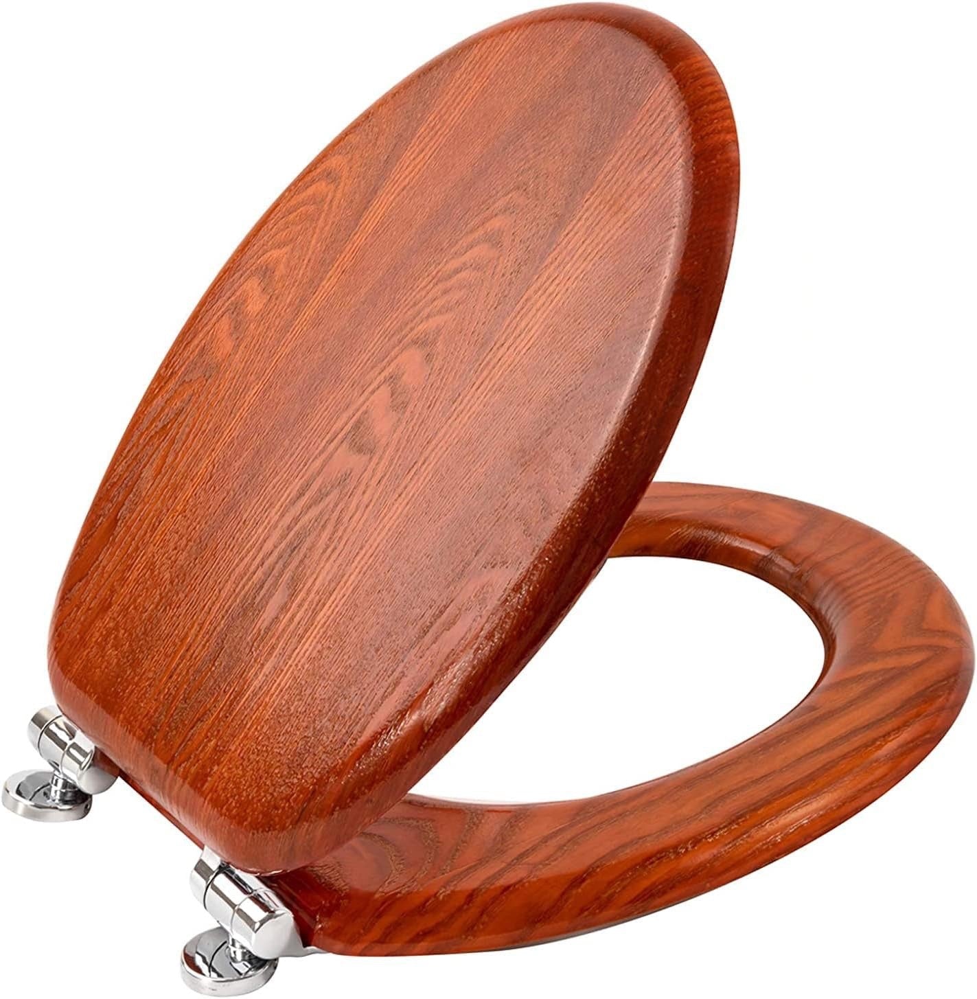 Wooden Toilet Seat Bathroom Soft Close Quick Release Antique Pine Easy Clean