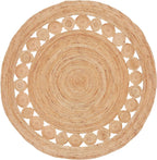 GlammTexa 90×90cm Hand Woven Round Jute Rug Braided Natural Boho Home Decor