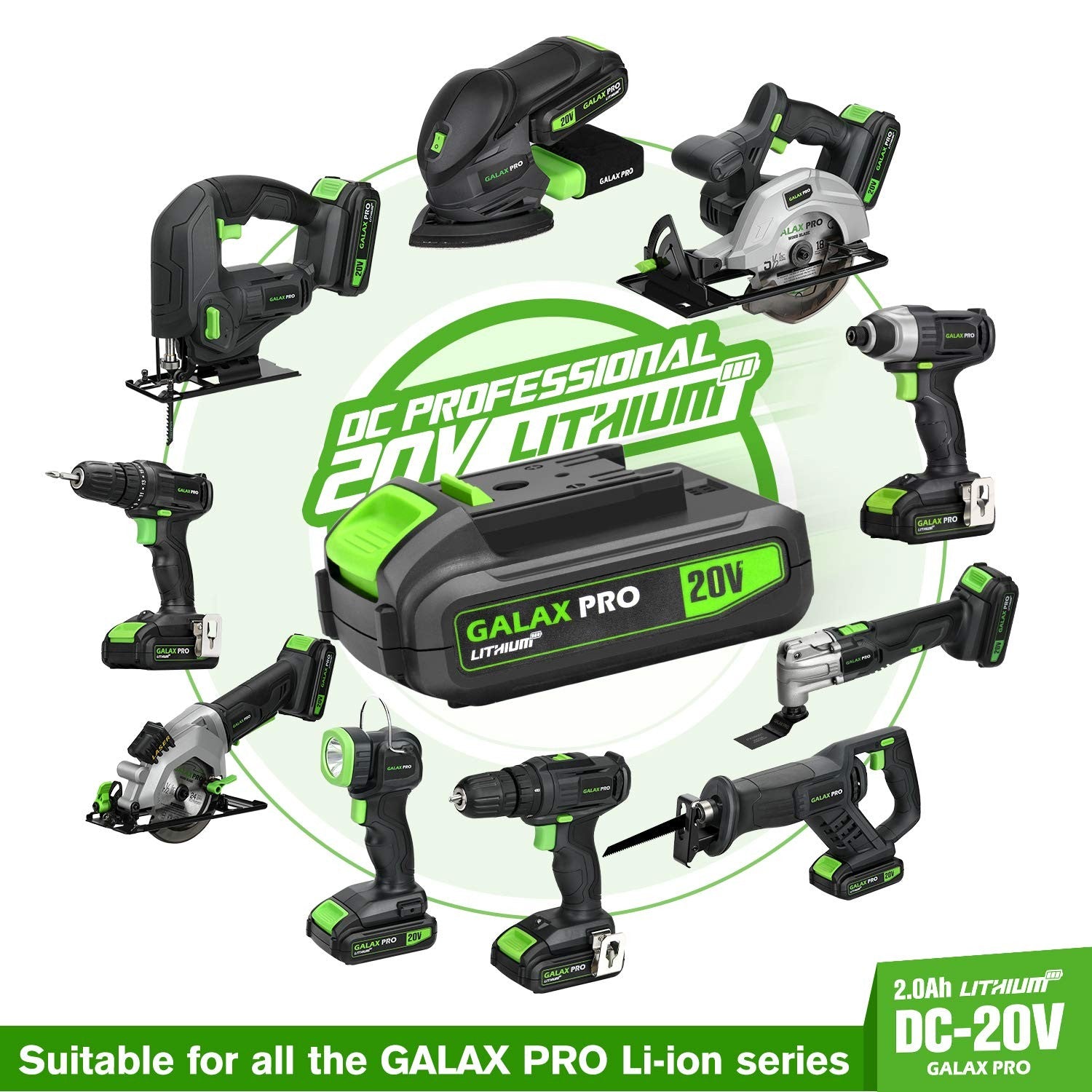 GALAX PRO 20V 2-speeds Drill Driver and Impact Driver Combo Kit Cordless