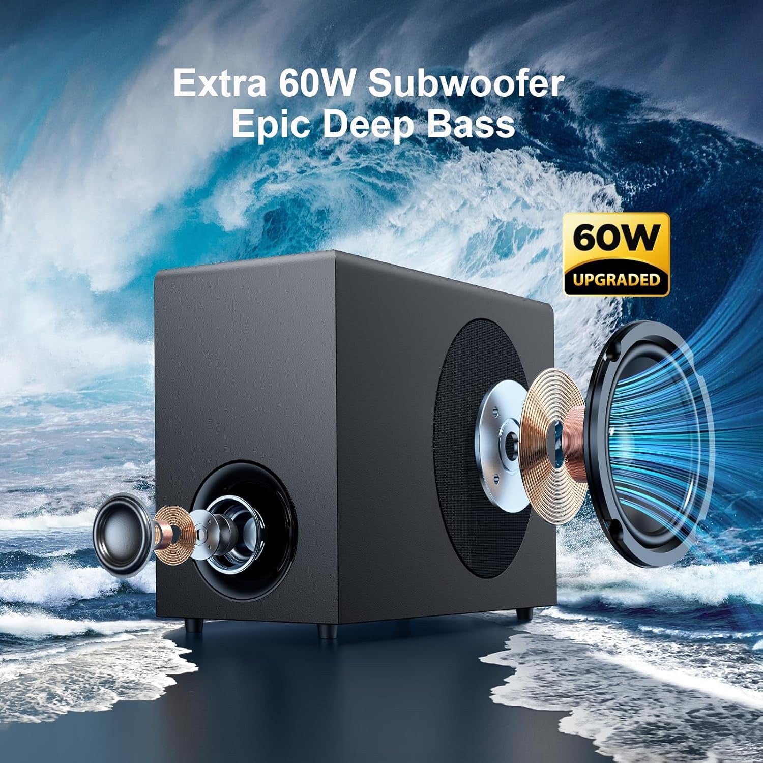 TV Soundbar Subwoofer Speaker 110W Bluetooth 5.3 Detachable 2.0CH ARC Optical