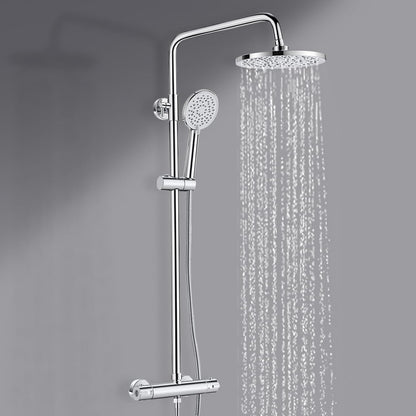 Chrome Thermostatic Shower Mixer Set Rainfall Handheld Adjustable Rail 80-117cm