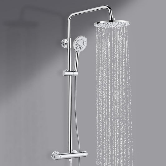 Chrome Thermostatic Shower Mixer Set Rainfall Handheld Adjustable Rail 80-117cm
