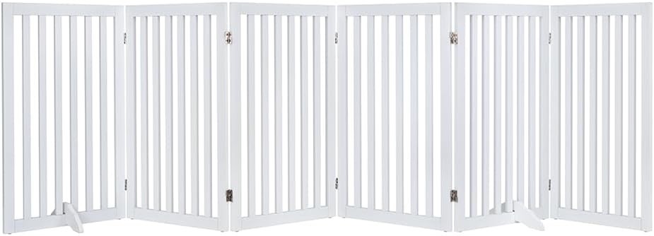 XL Freestanding Pet Gate Expandable Wooden Dog Safety Barrier Indoor Home