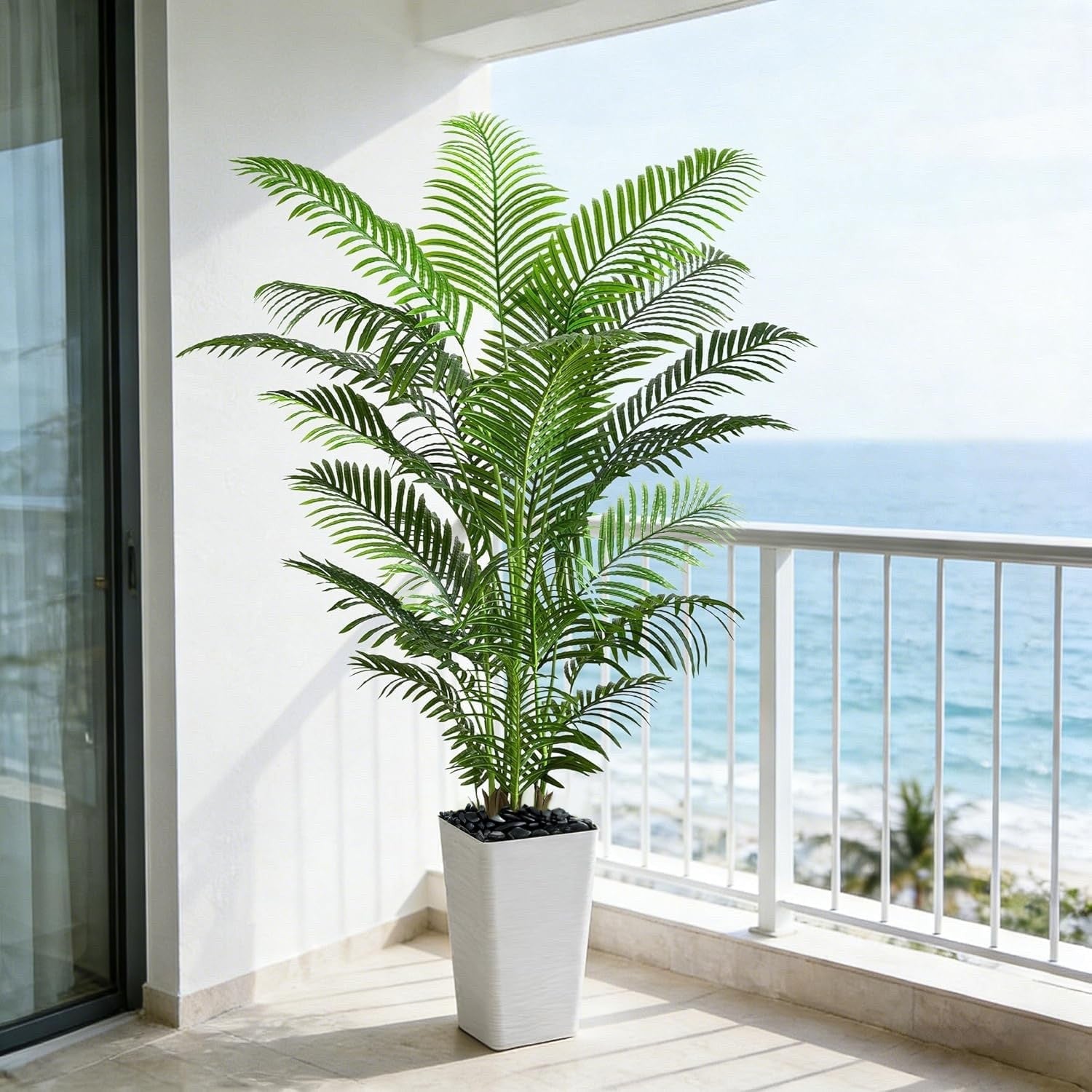 Artificial Palm Tree 180cm Tall Areca Fake Plant White Pot Indoor Home Decor
