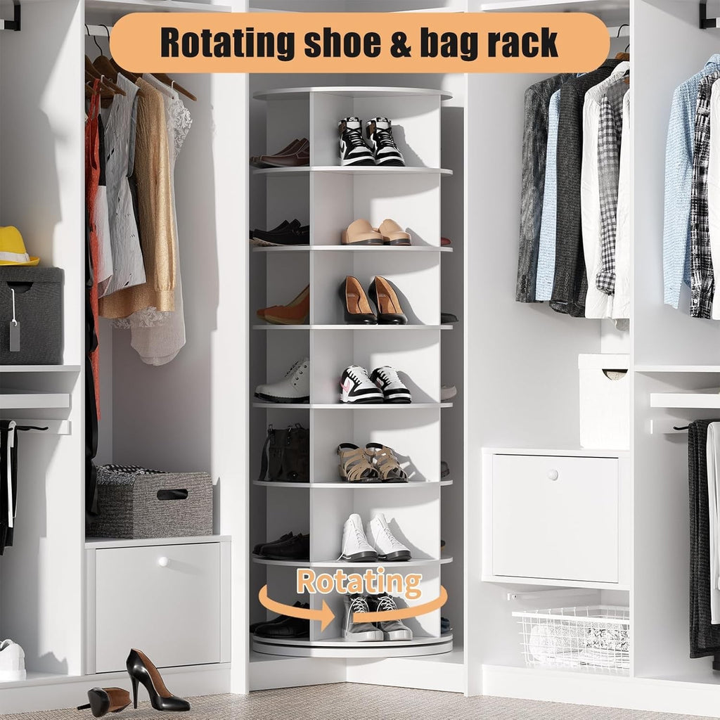 7 Tier Rotating Shoe Rack 360 Degree Spinning Storage Holds 28 Pairs