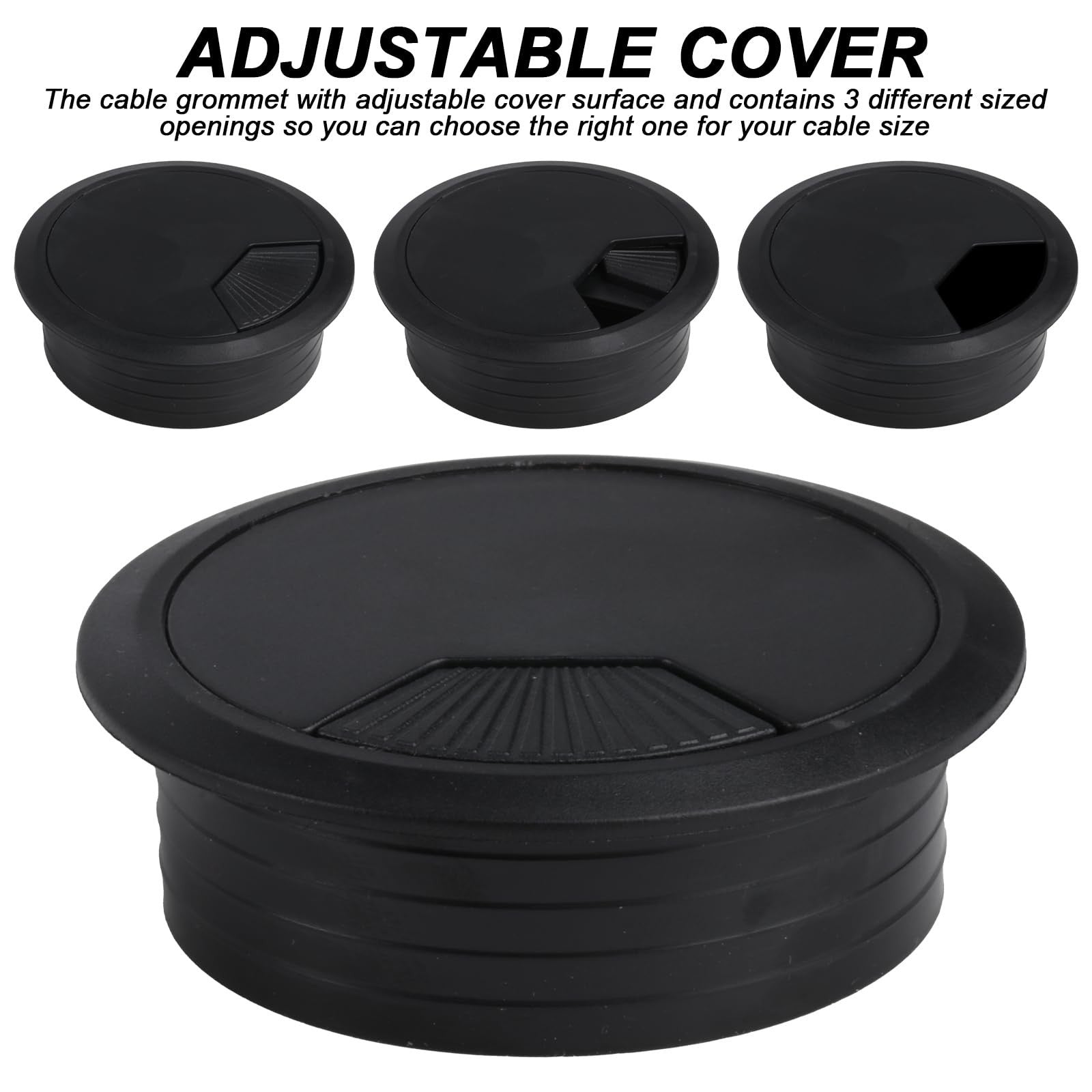 60mm Hole Saw Drill Bit & 6 Pcs Round Desk Cable Hole Cover Black 60mm