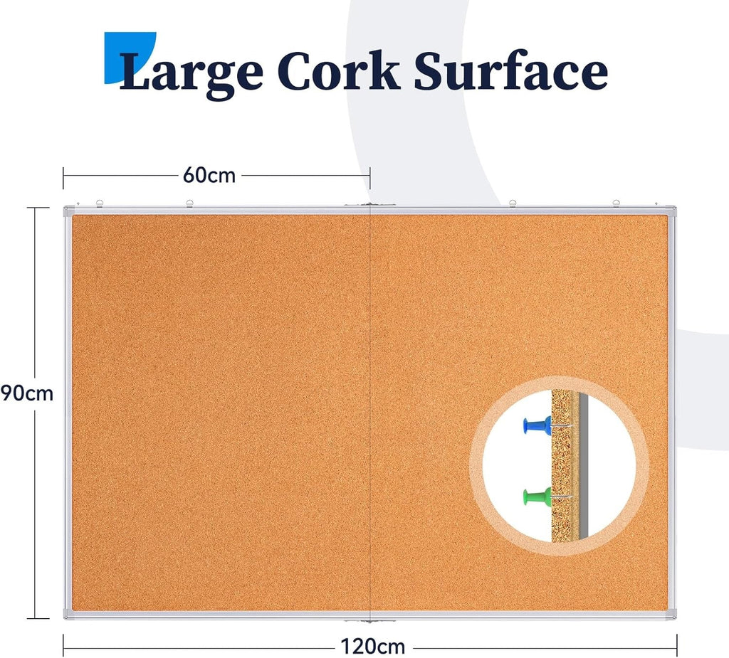 Large Cork Notice Board 180x120cm Aluminium Frame Wall Pin Board w Push Pins