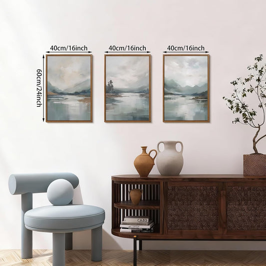 Abstract Mountain Landscape Painting 3 Panel Wall Art 40x60cm Canvas Print Home