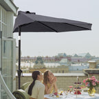 2.75m Half Round Wall Parasol Garden Patio Umbrella Crank Tilt UV Black