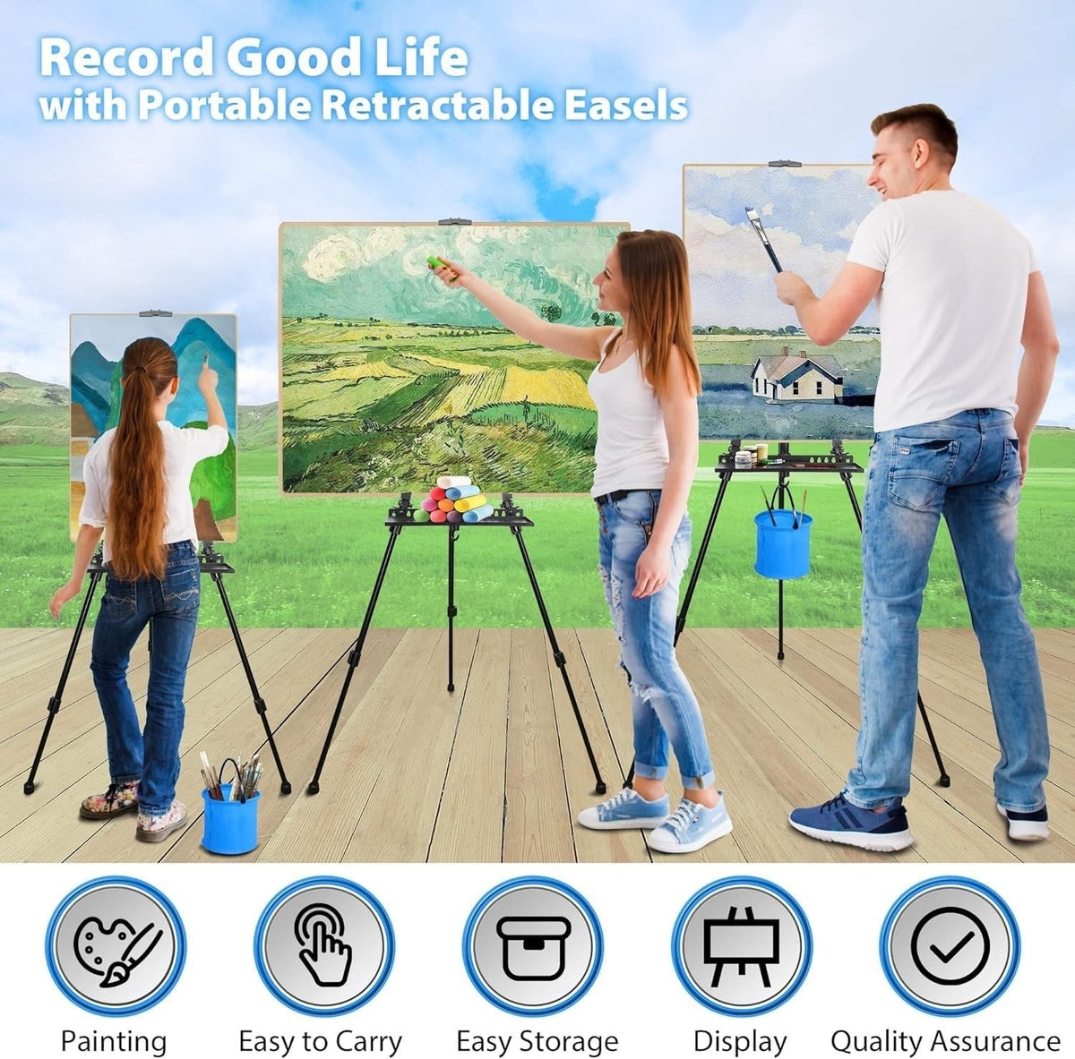 Artist Easel Tripod Stand 50-152cm Aluminium Painting Canvas Carry Bag Black