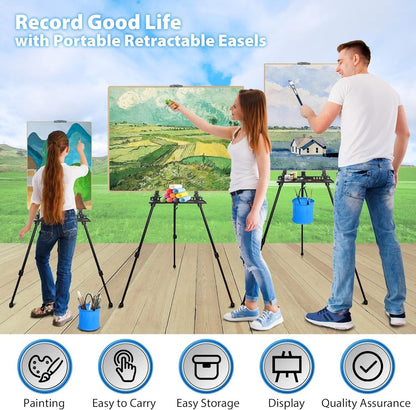Artist Easel Tripod Stand 50-152cm Aluminium Painting Canvas Carry Bag Black