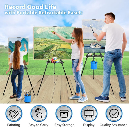 Artist Easel Tripod Stand 50-152cm Aluminium Painting Canvas Carry Bag Black