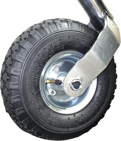 Jockey Wheel 48mm Pneumatic 10in Trailer Caravan Clamp Top Wind Galvanised Heavy