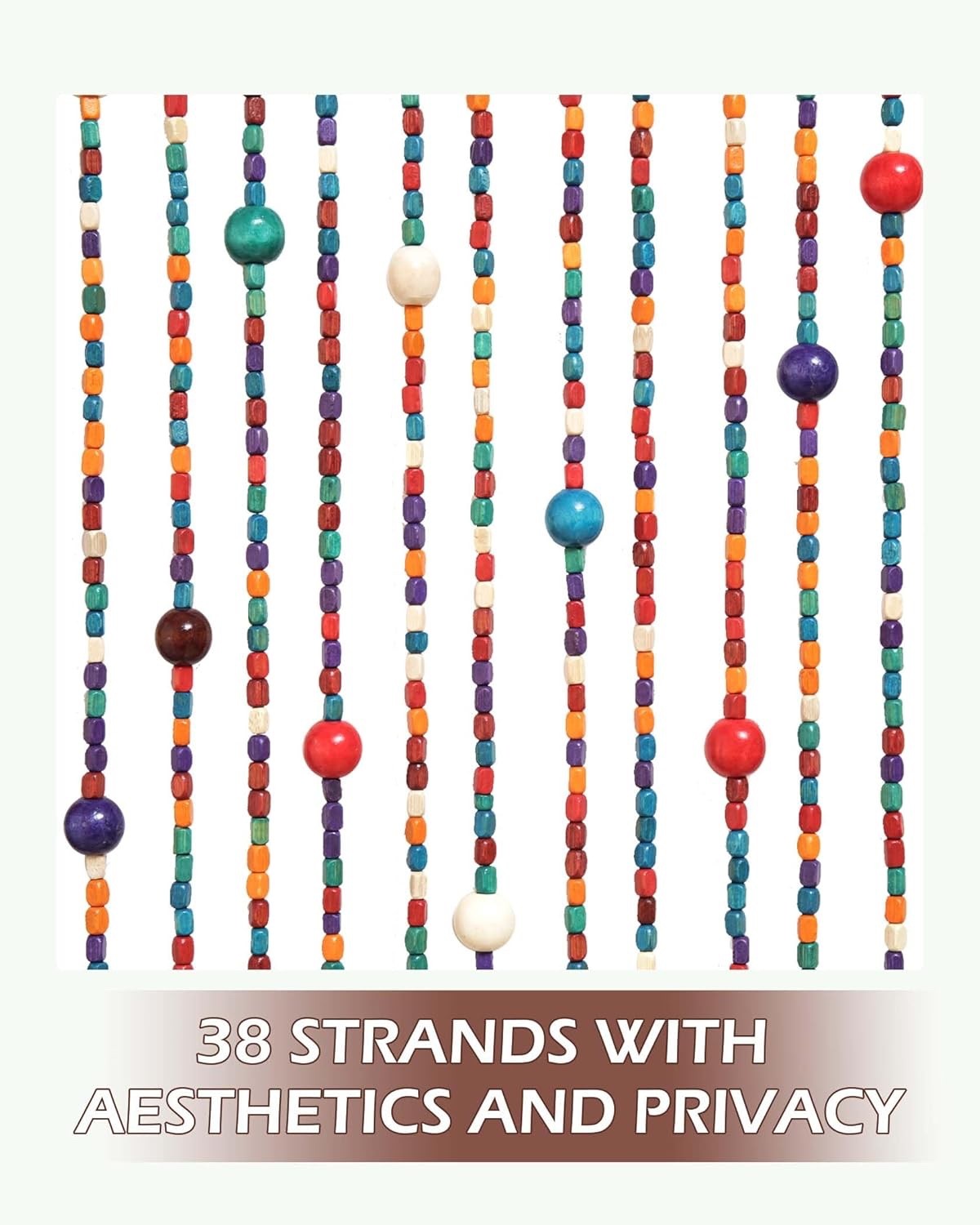 Beaded Door Curtain Bamboo 90x200cm 38 Strand Fly Screen Room Divider Colourful