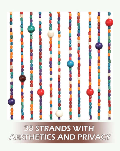 Beaded Door Curtain Bamboo 90x200cm 38 Strand Fly Screen Room Divider Colourful
