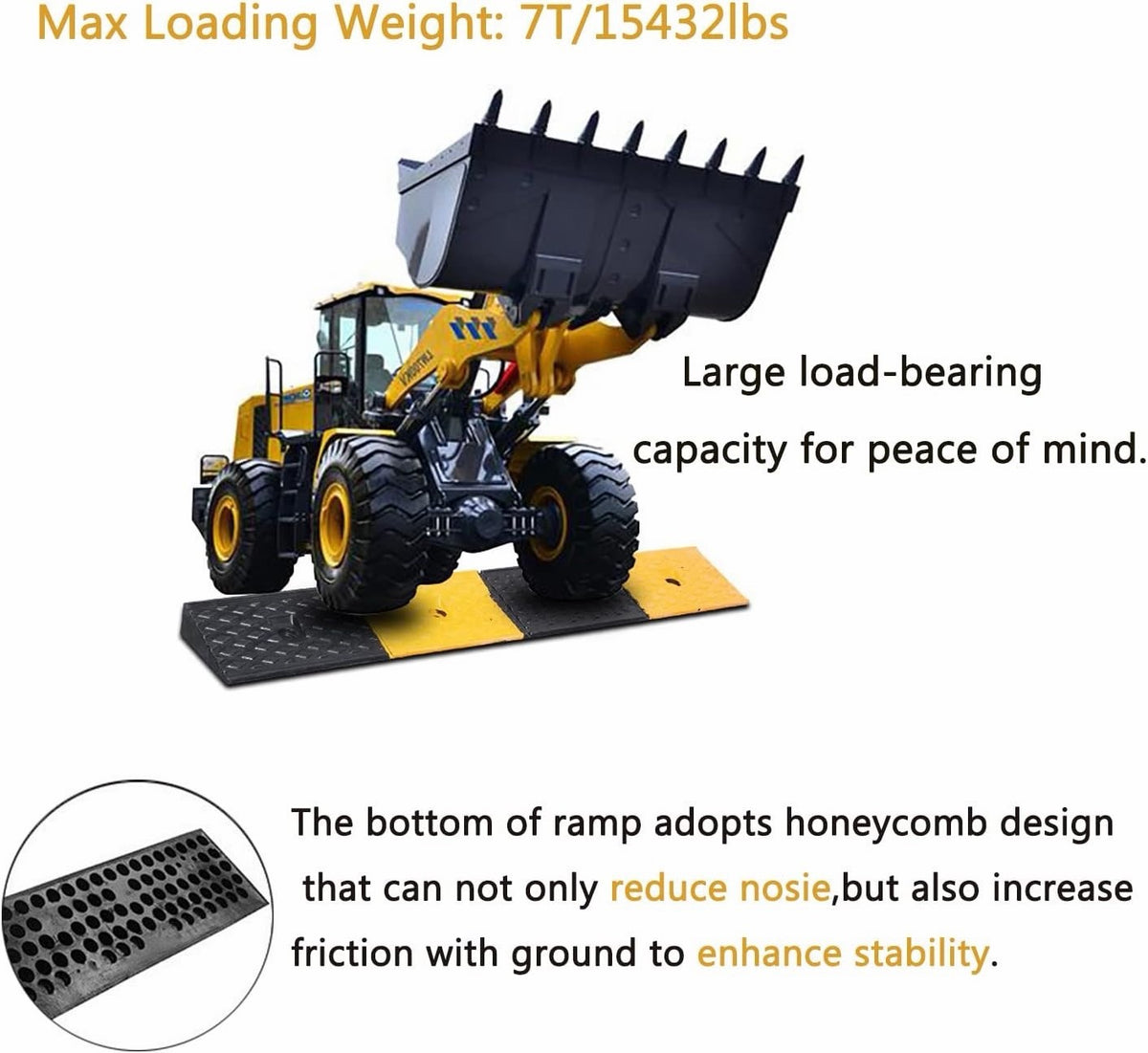 Kerb Ramp Rubber Threshold Wheelchair 100x15x5cm 5cm Rise Non Slip Fixing Bolts