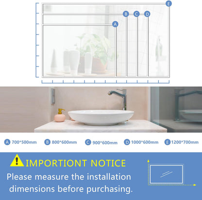 LED Bathroom Mirror Demister 100x60cm Dimmable 3 Colour Touch Memory Wall Mount