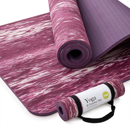 Yoga Mat Exercise Fitness Pilates 10mm Extra Thick Non Slip Rubber TPE Purple
