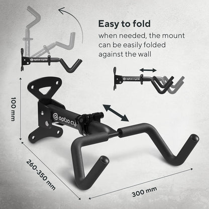 Bike Wall Mount Rack Foldable Adjustable 25kg Horizontal MTB Road E-Bike Garage