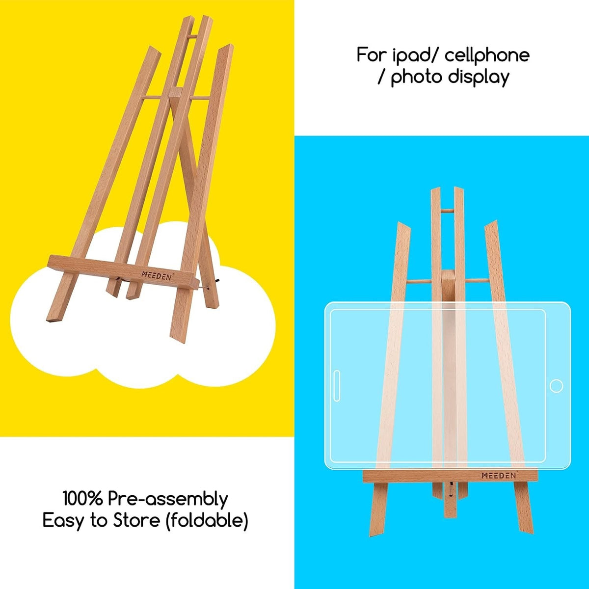 Tabletop Easel Stand 3 Pack 50cm Beech Wood A Frame Canvas Painting Display