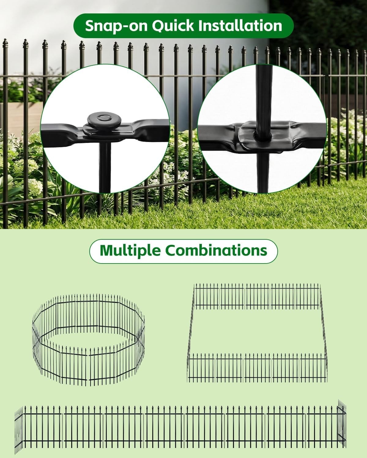 Metal Garden Fence 5 Pack 81x61cm Black Border Edging Animal Barrier Outdoor