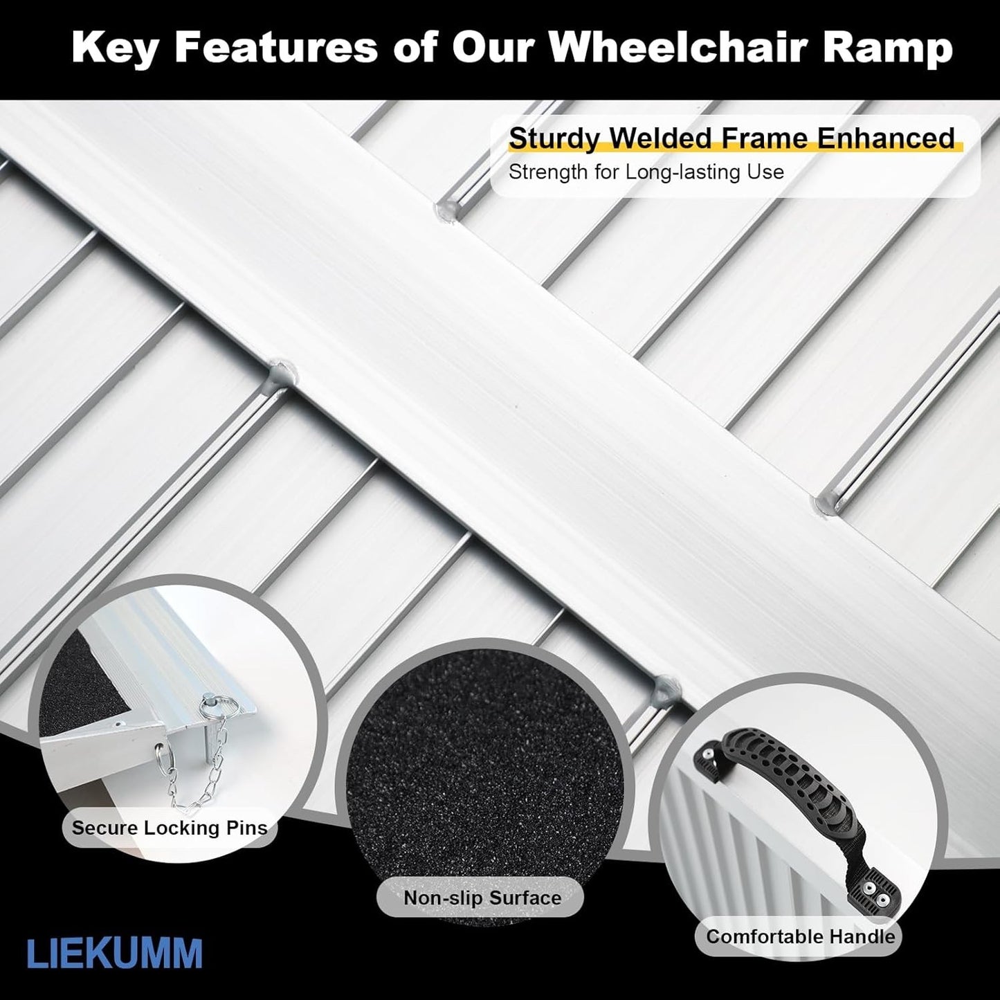 91cm Portable Wheelchair Ramp Aluminium Non Slip 300kg Threshold Door Ramp