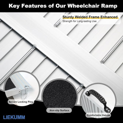 91cm Portable Wheelchair Ramp Aluminium Non Slip 300kg Threshold Door Ramp