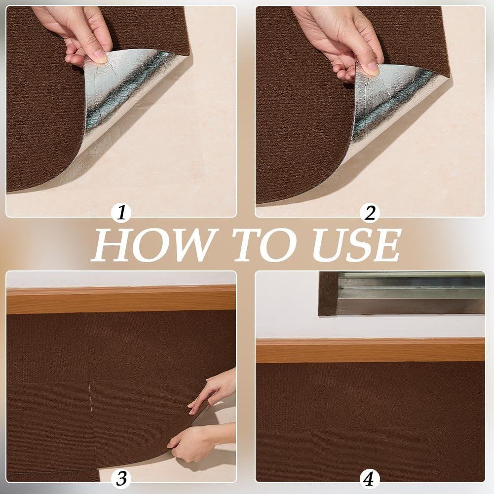 CREATCABIN 10Pcs Carpet Tiles Peel and Stick 12" x 12" Square Carpet Brown