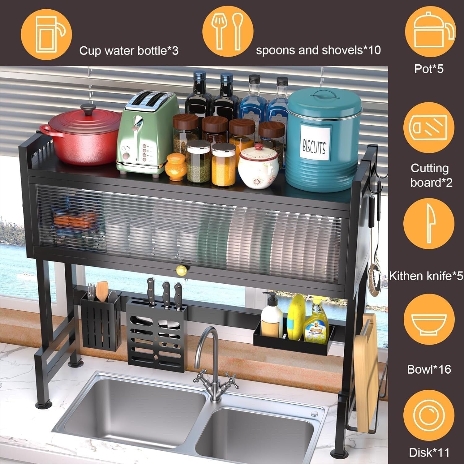 WUDLEP Over Sink Dish Drying Rack 3 Tier Large Drainer Rack