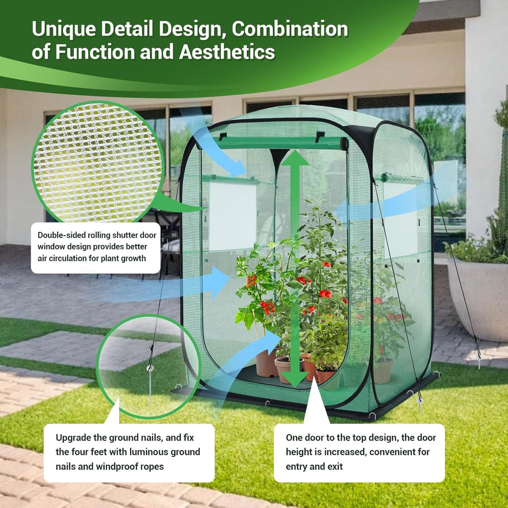 49x49x67in Pop Up Walk In Greenhouse Portable PE Cover Frost Protection