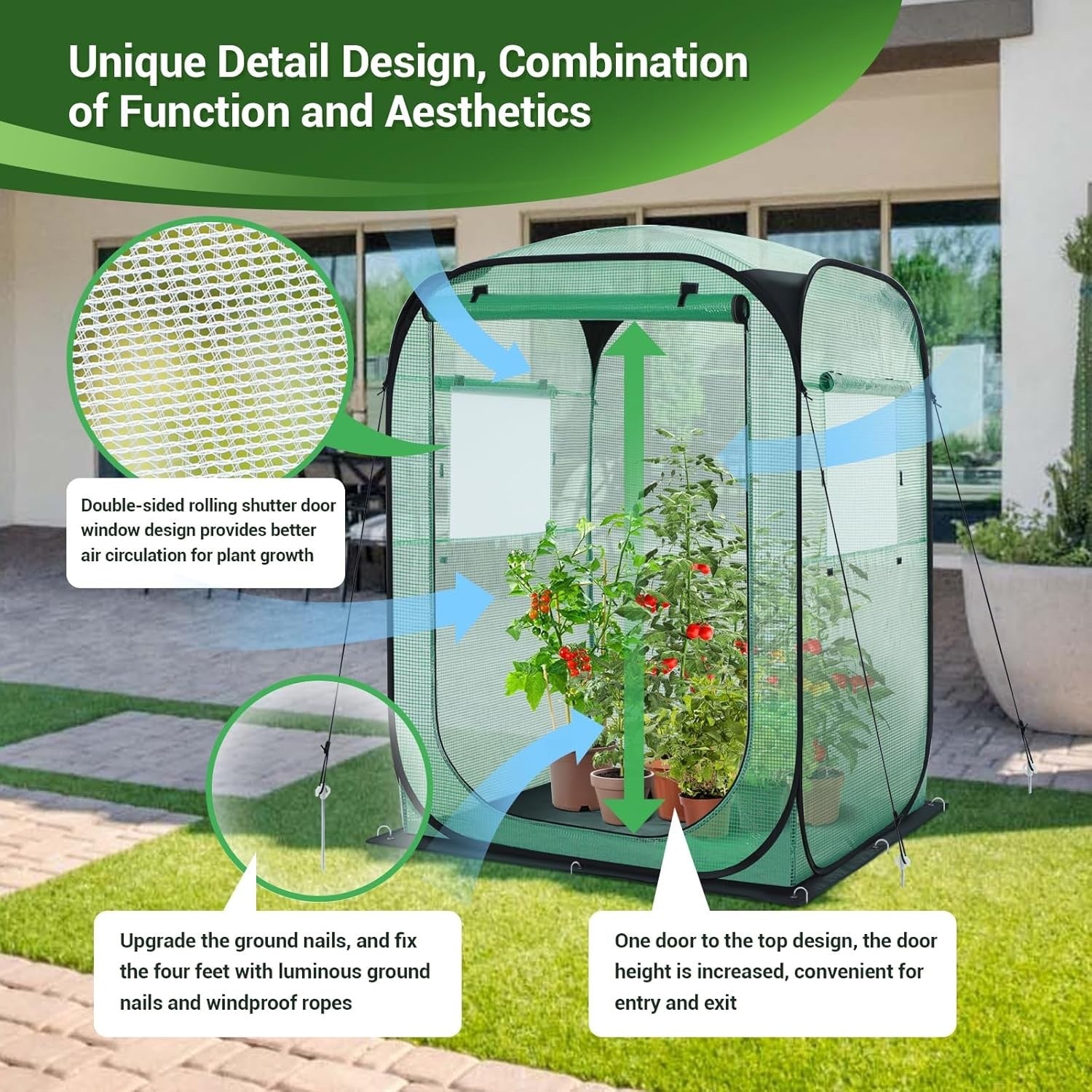 49x49x67in Pop Up Walk In Greenhouse Portable PE Cover Frost Protection
