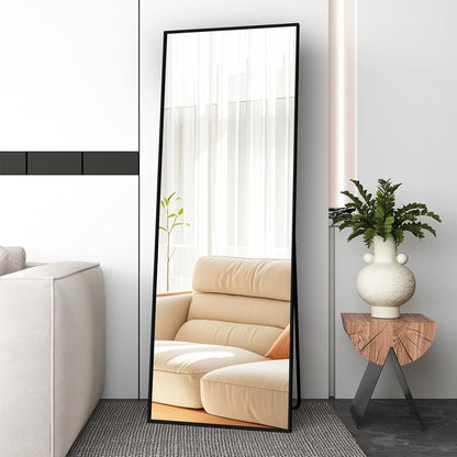 Full Length Floor Mirror 150x50cm Freestanding Leaning Hanging Black Frame Alloy