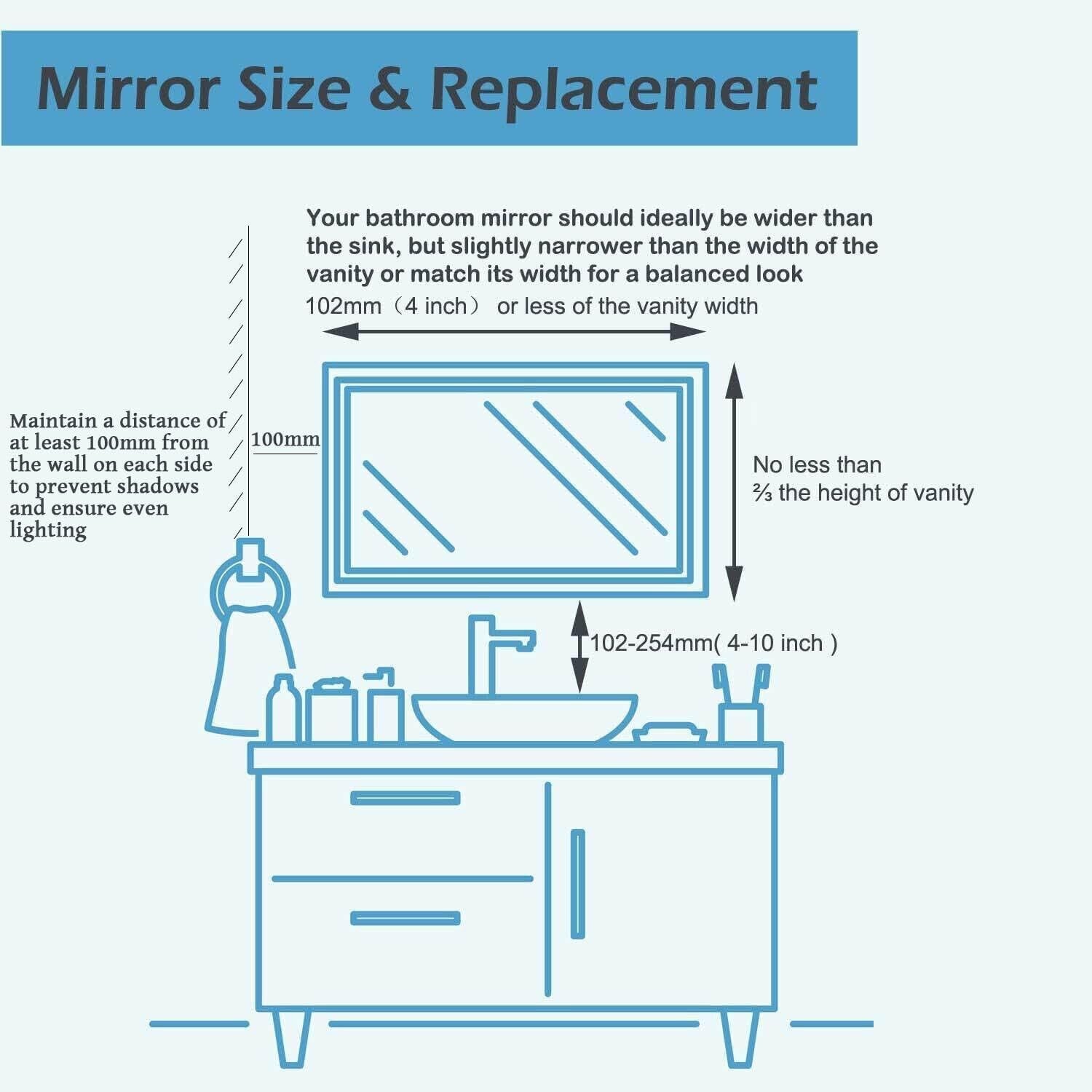 Oval LED Bathroom Mirror 500x700mm 3 Color Dimmable Anti Fog Touch Wall