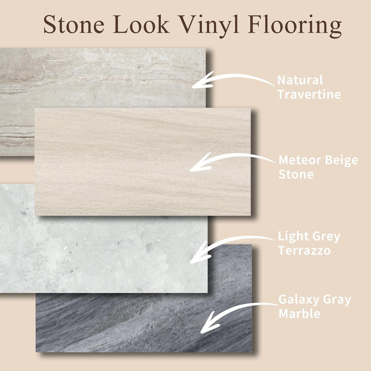 Self Adhesive Vinyl Floor Tiles Stone Effect Natural Travertine 12 Pack 2.23m²