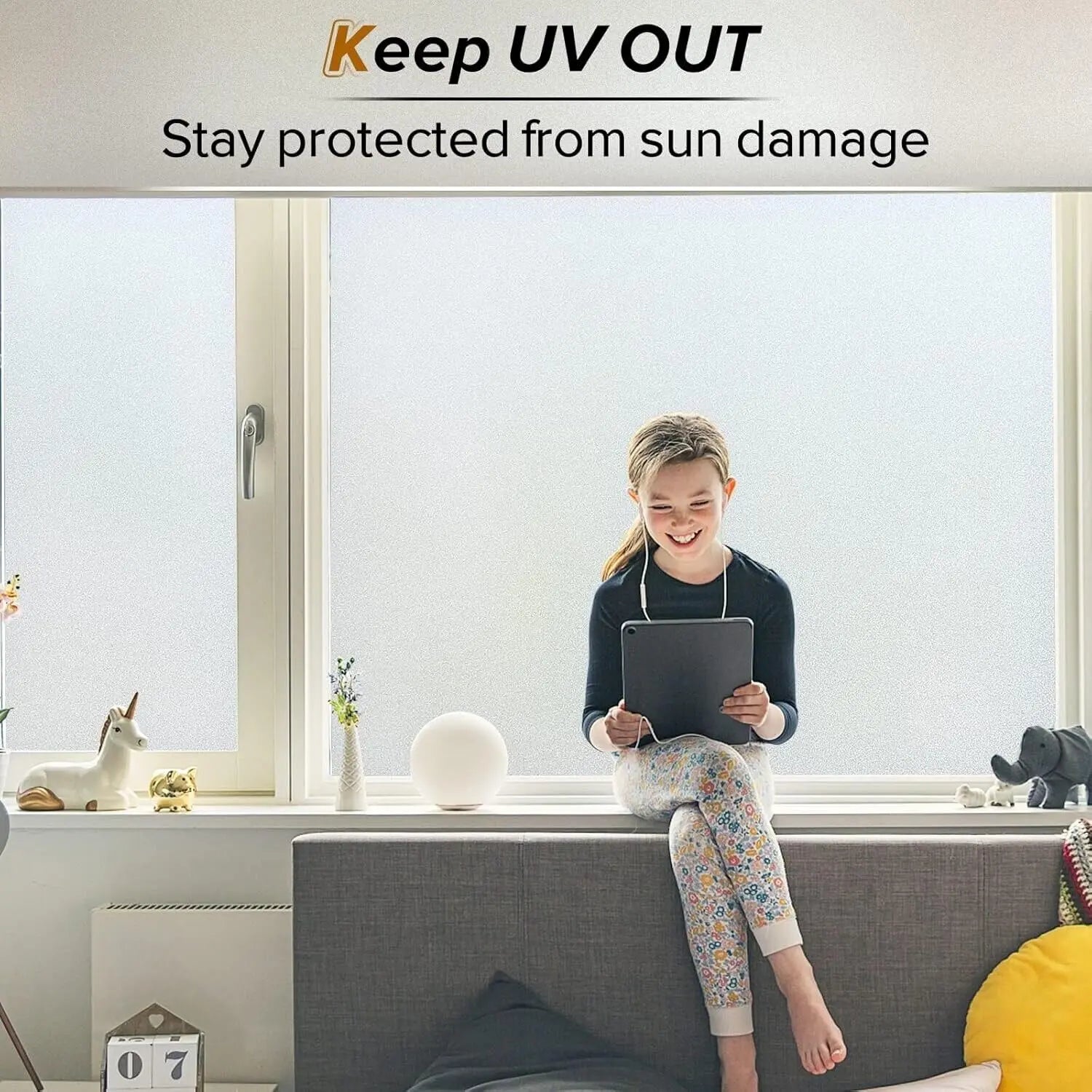 Rabbitgoo Non Adhesive Frosted Glass Film Anti UV Privacy Window Film RABBITGOO