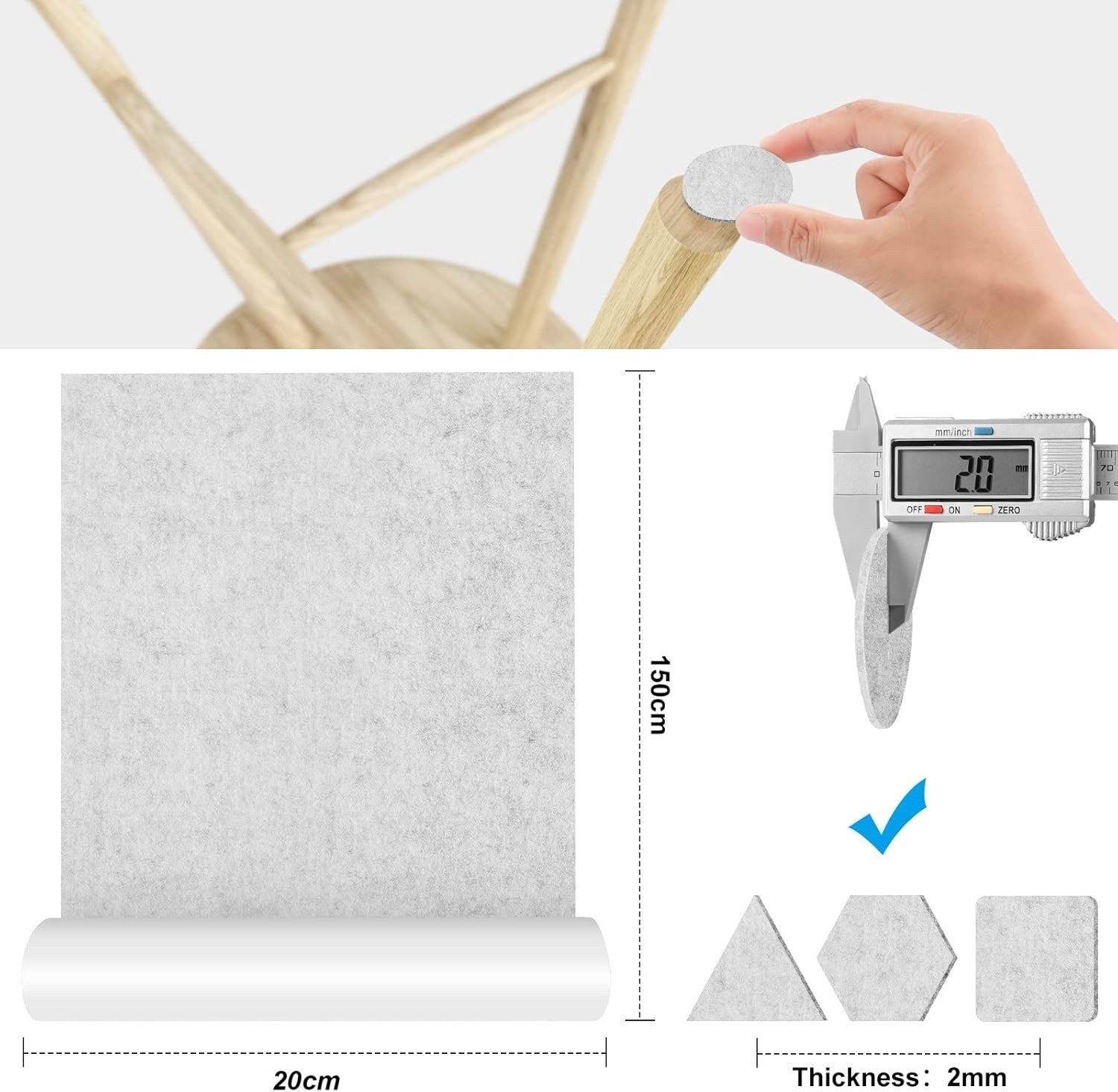Large Self-Adhesive Felt Glides 20x150 cm Felt Pads Self-Adhesive Furniture Red