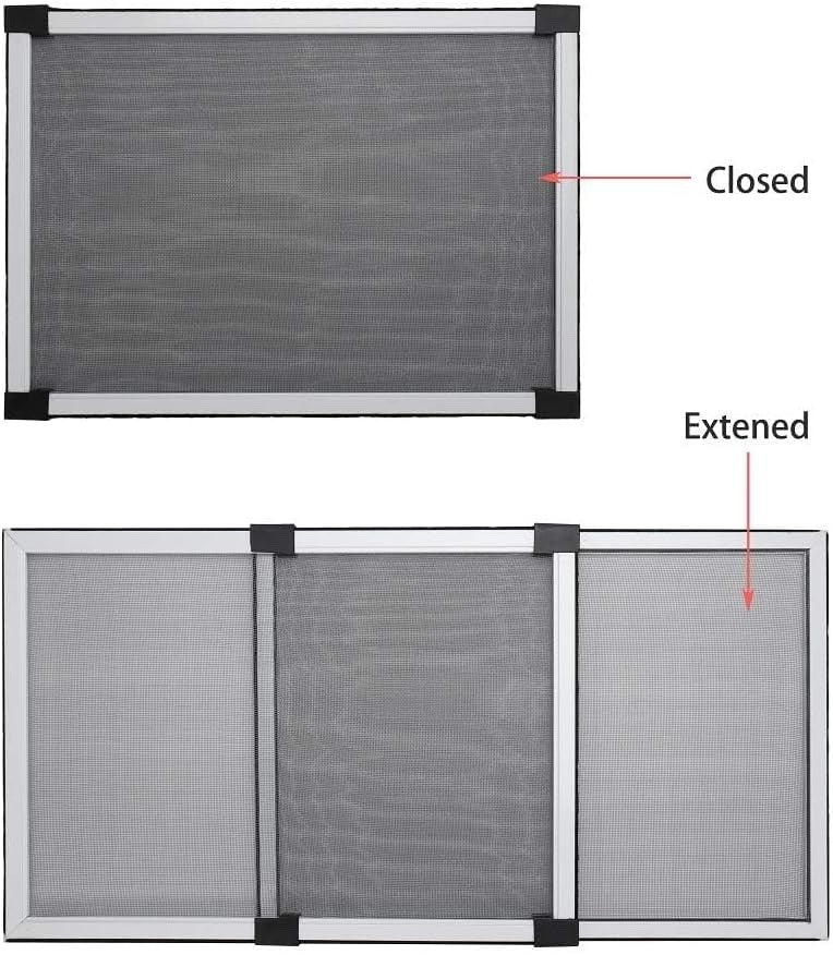 Fly Screen Window Mesh 2 Pack Adjustable Mosquito Aluminium Frame 40cm White