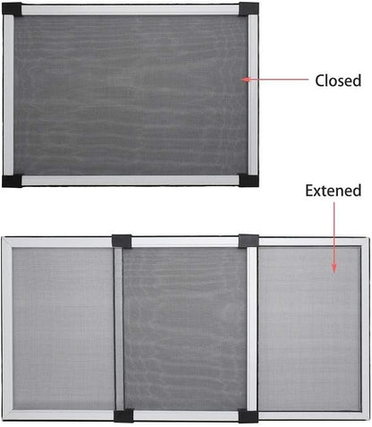 Fly Screen Window Mesh 2 Pack Adjustable Mosquito Aluminium Frame 40cm White