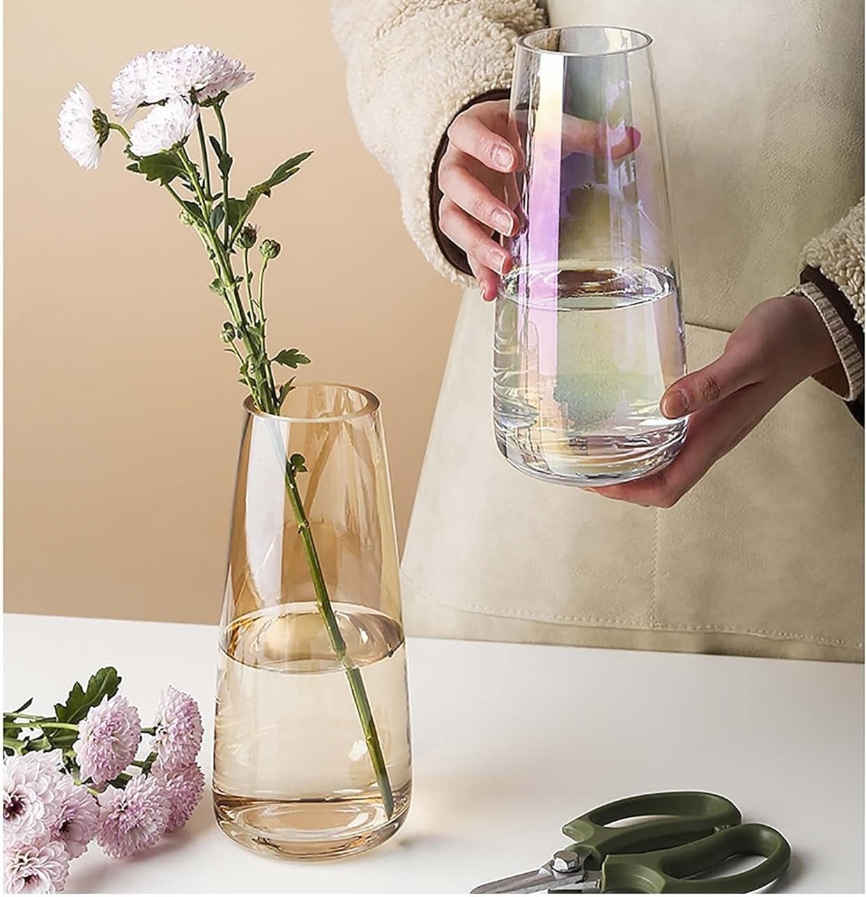 Glass Flower Vase Thick Glass Center pieces Vases Modern Home Clear Decor