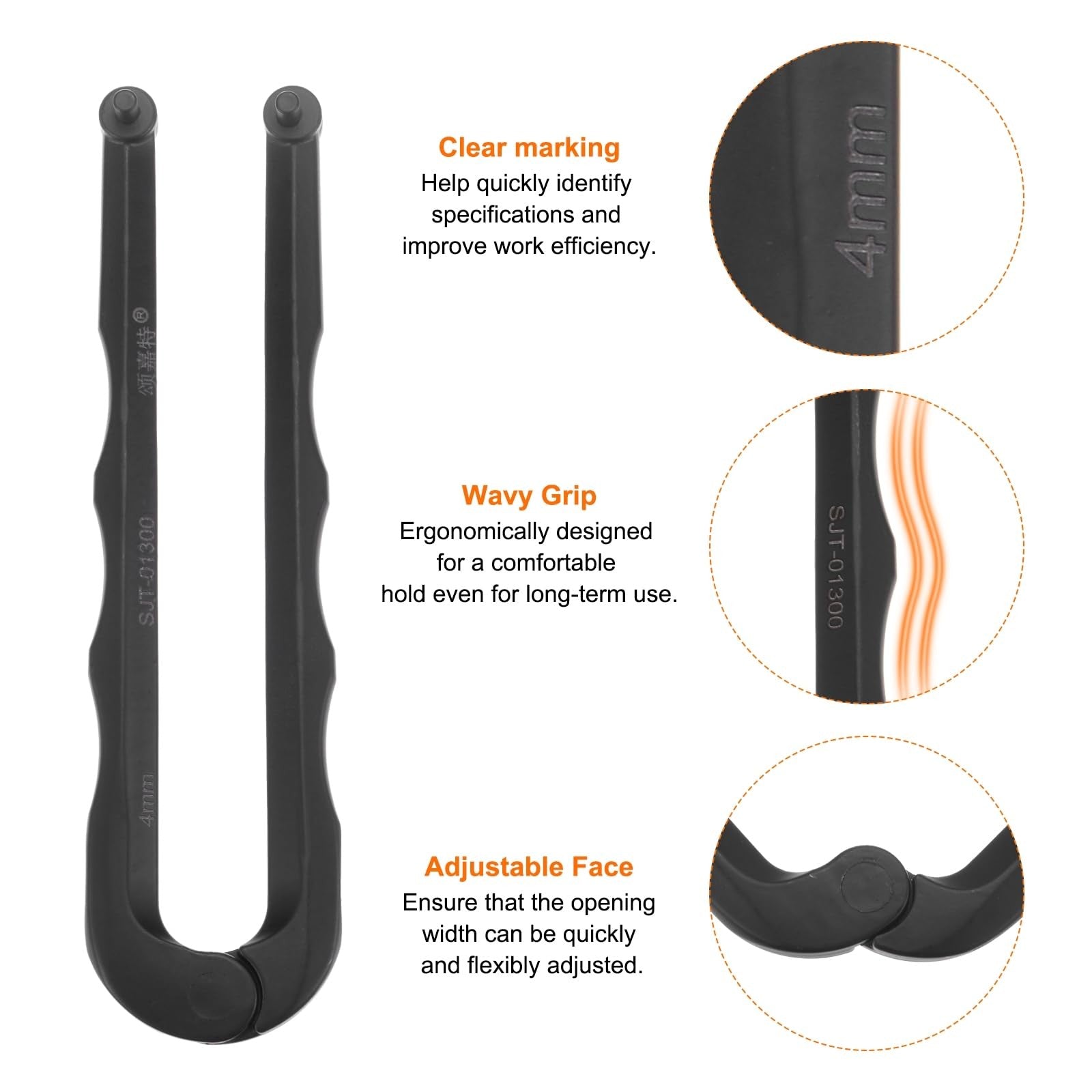 sourcing map Adjustable Face Spanner 4mm Diameter 6-150mm Opening Range
