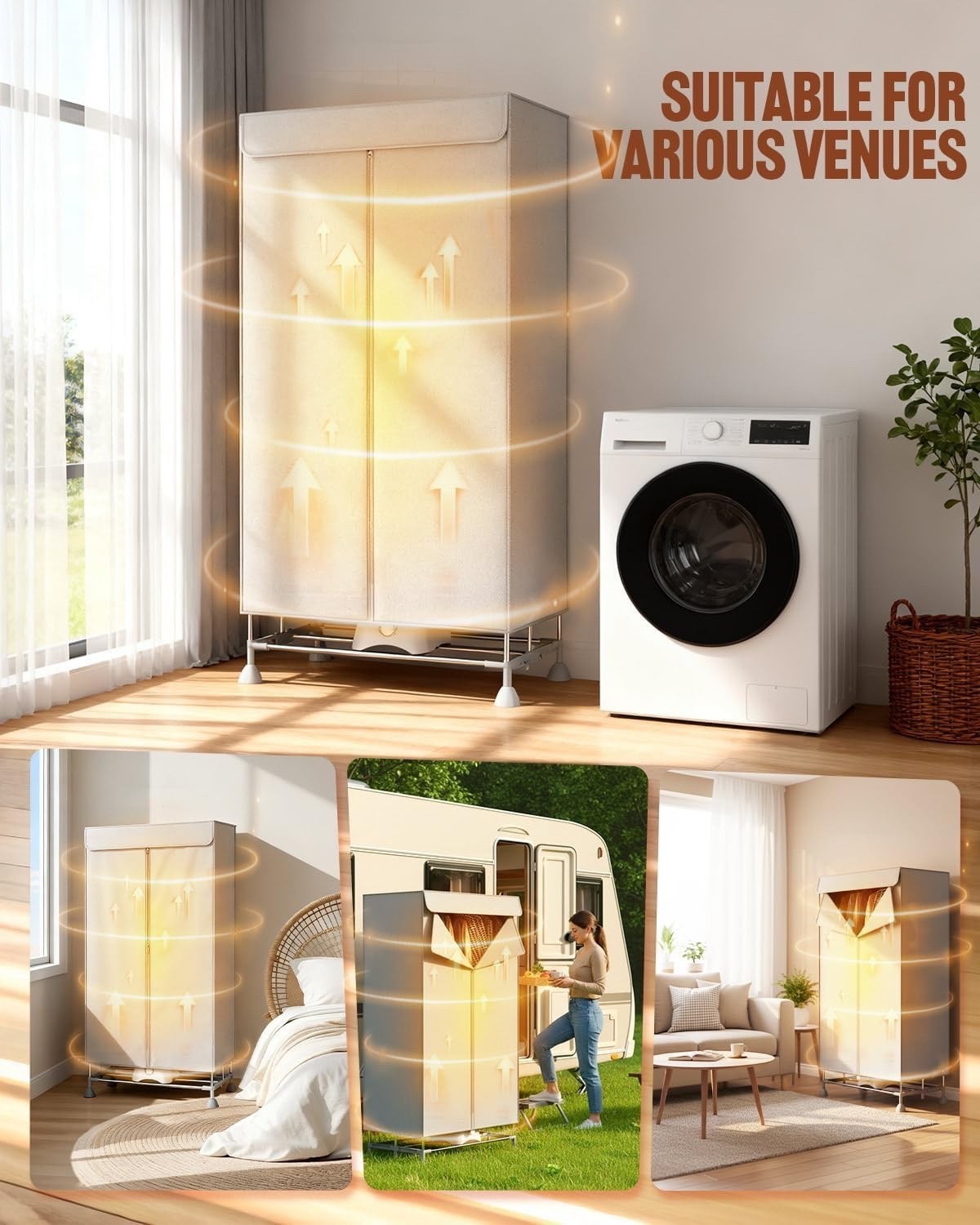 Electric Clothes Dryer Heated Airer Foldable Indoor Drying Rack Timer 1500W