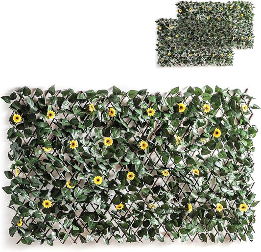 HollyHOME Expandable Artificial Leaf Fence Privacy Screen 2PCS