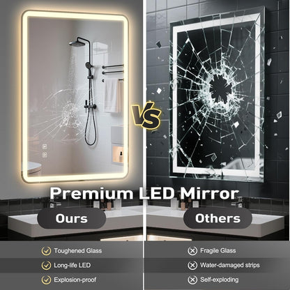 LED Bathroom Vanity Mirror 500x700mm 3 Colour Dimmable Anti Fog Touch Control