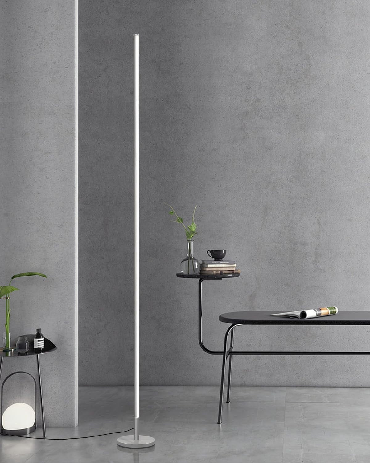 LED Floor Lamp Corner Dimmable 2700K-6500K Remote Standing Light Silver