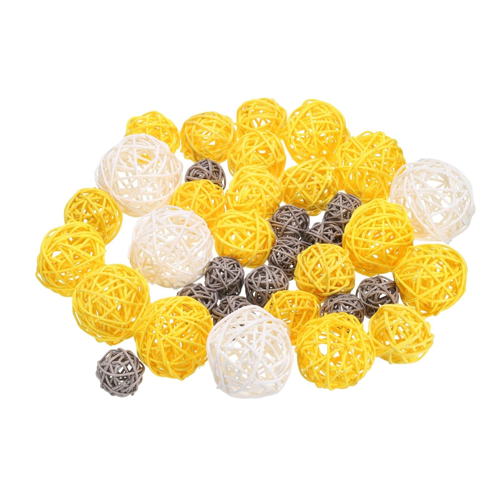 sourcing map 72 Pcs Wicker Rattan Balls, 1.2" 1.6" 2" 2.4" Wood Decorative Balls