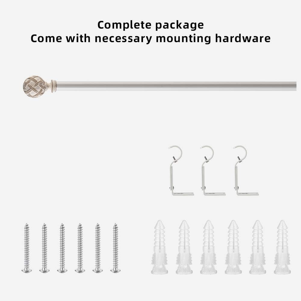 1in Single Curtain Rod 84-120in Adjustable Decorative Resin White