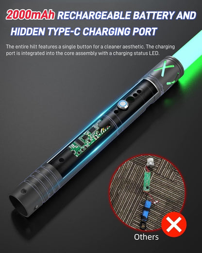 Dueling Lightsaber 2 Pack RGB Metal Saber 41in 12 Colors Sound 2in1 Double