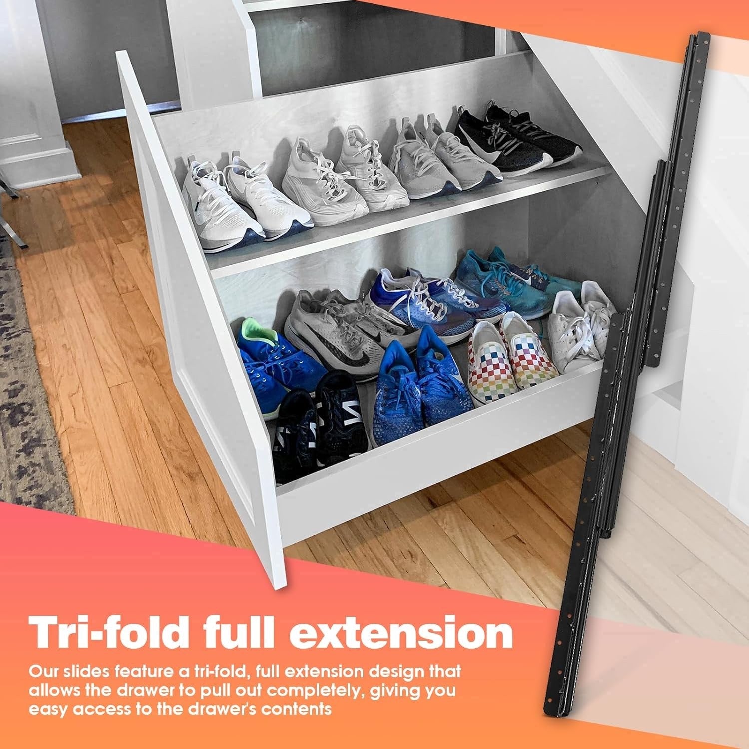 Concealed Bottom Mount Drawer Runners 600mm Full Extension 120kg Heavy Duty Pair