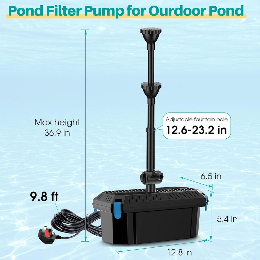 Koi Pond Filter Box with Pump 2400L/H 40W Garden Fish Pond System