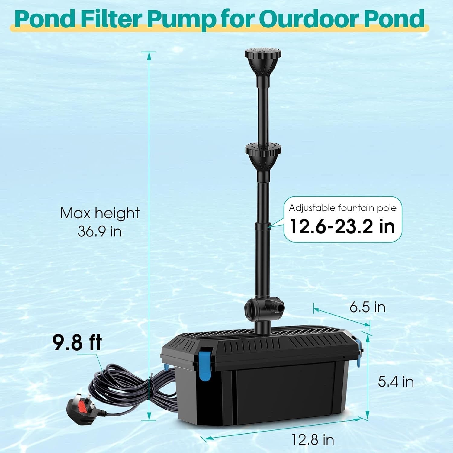 Koi Pond Filter Box with Pump 2400L/H 40W Garden Fish Pond System